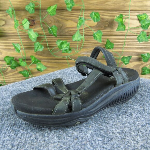 Skechers Women's Rare Shape-Ups Strappy Black Leather Size 6.5M Used 2025‎ - Picture 1 of 6